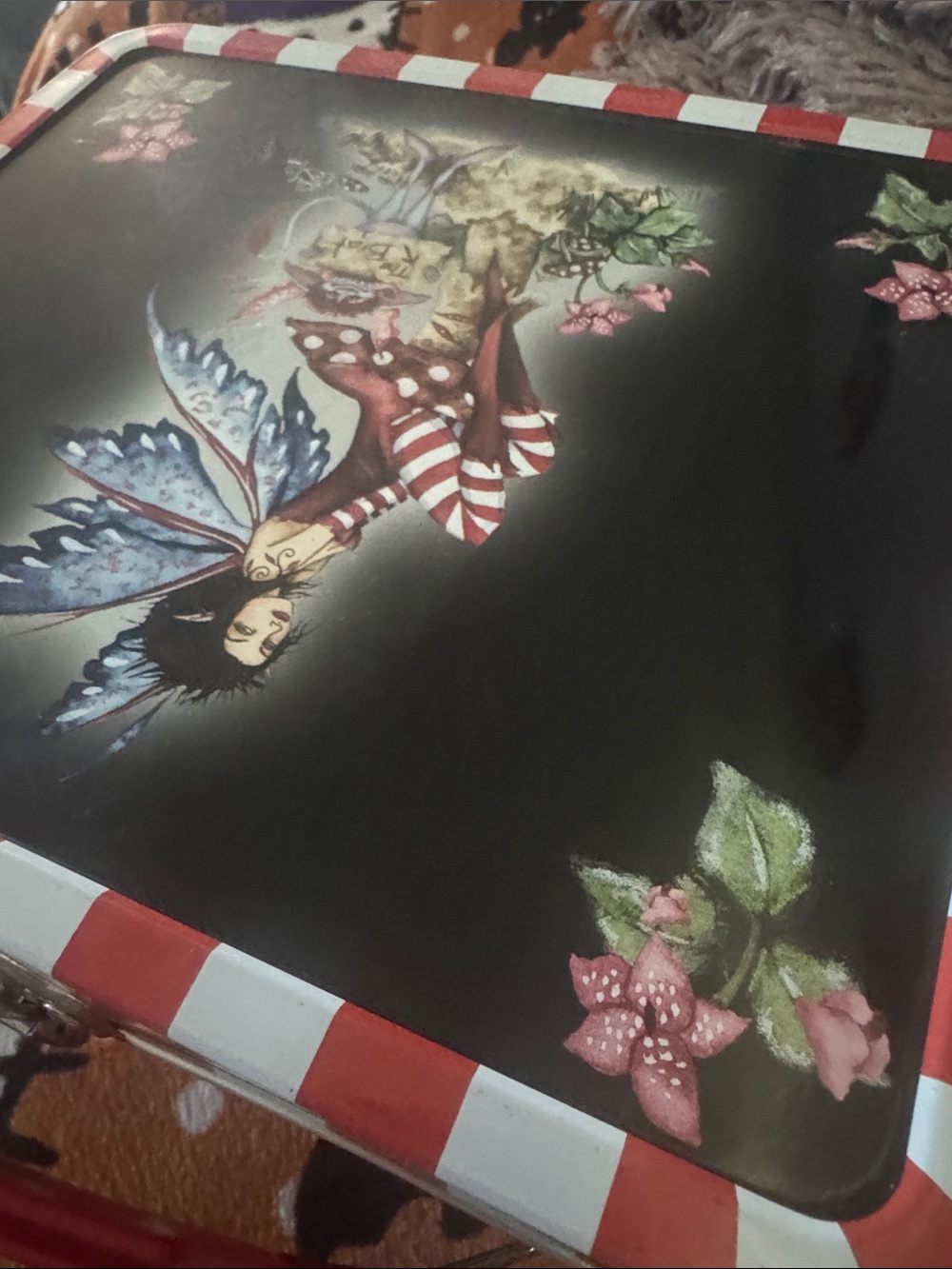 Mighty Fine Black Tin Box with Red & White Stripes - Picture 12 of 12